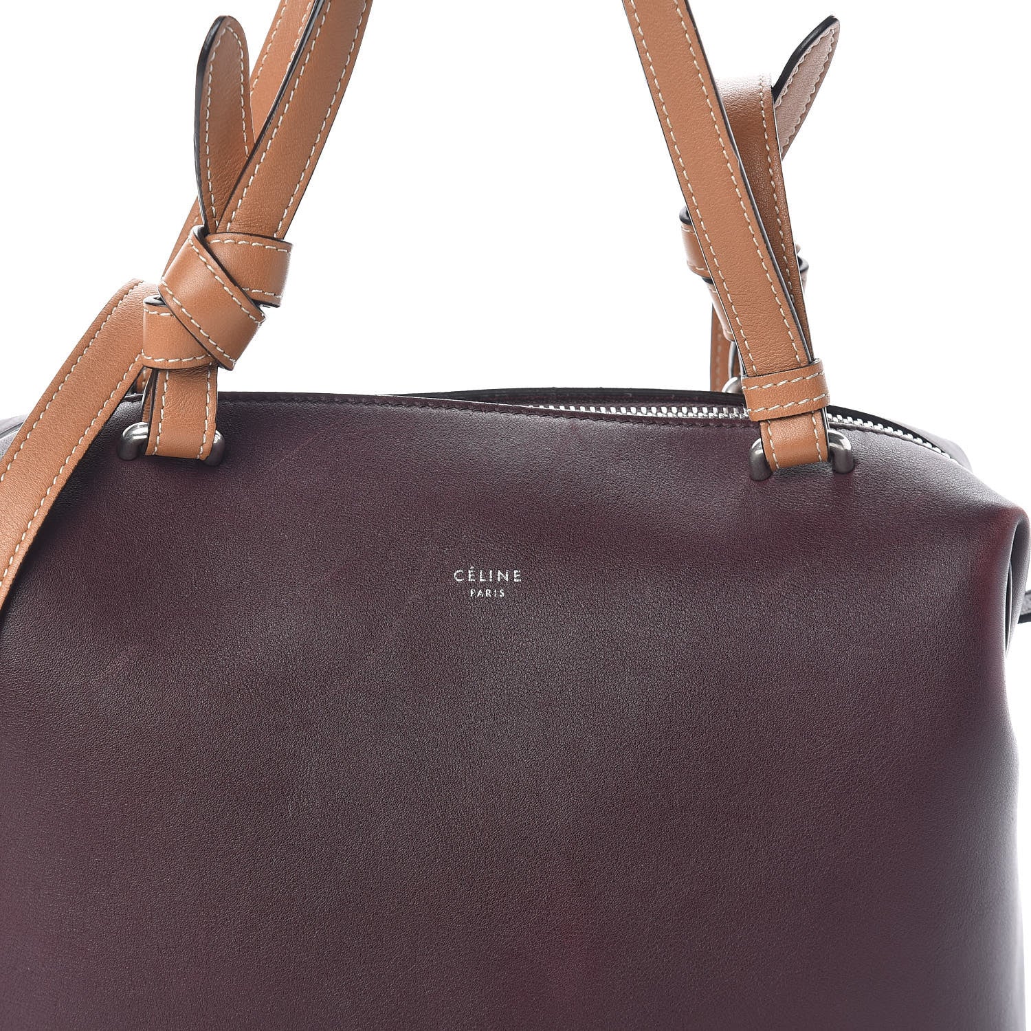 Celine Lambskin Small Soft Cube Satchel Burgundy 7 of 9