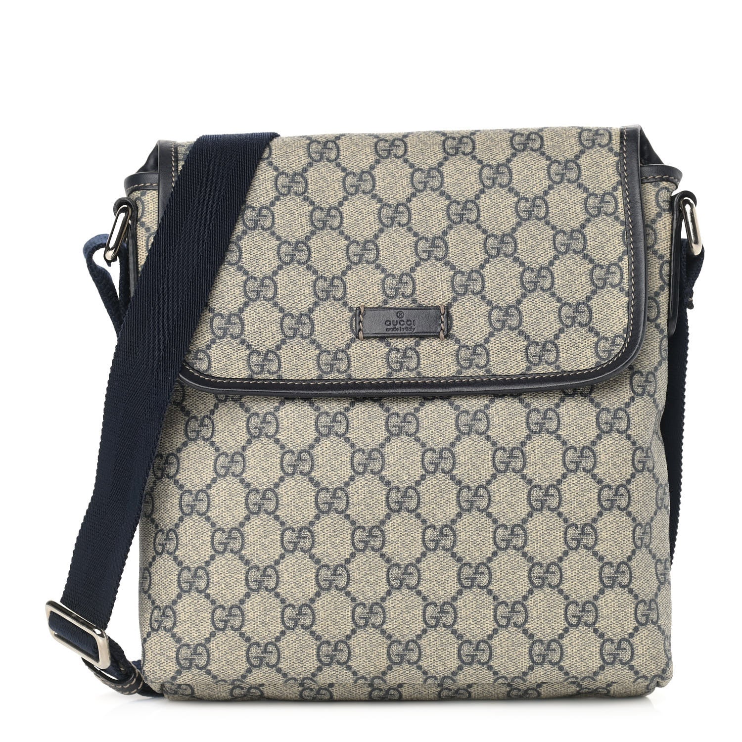 Gucci GG Plus Monogram Sellieria Calfskin Small Flap Messenger Bag Beige Blue 1 of 10