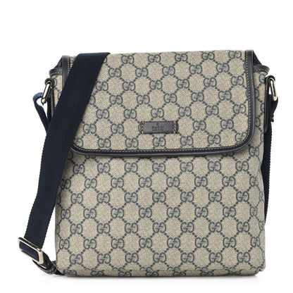 Gucci GG Plus Monogram Sellieria Calfskin Small Flap Messenger Bag Beige Blue 1 of 10