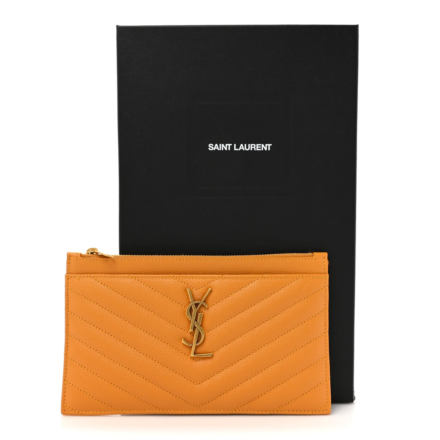 Grain De Poudre Chevron Monogram Bill Pouch Senape Yellow