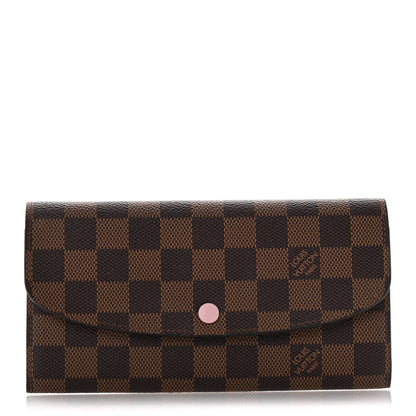 Louis Vuitton Damier Ebene Emilie Wallet Rose Ballerine 1 of 8
