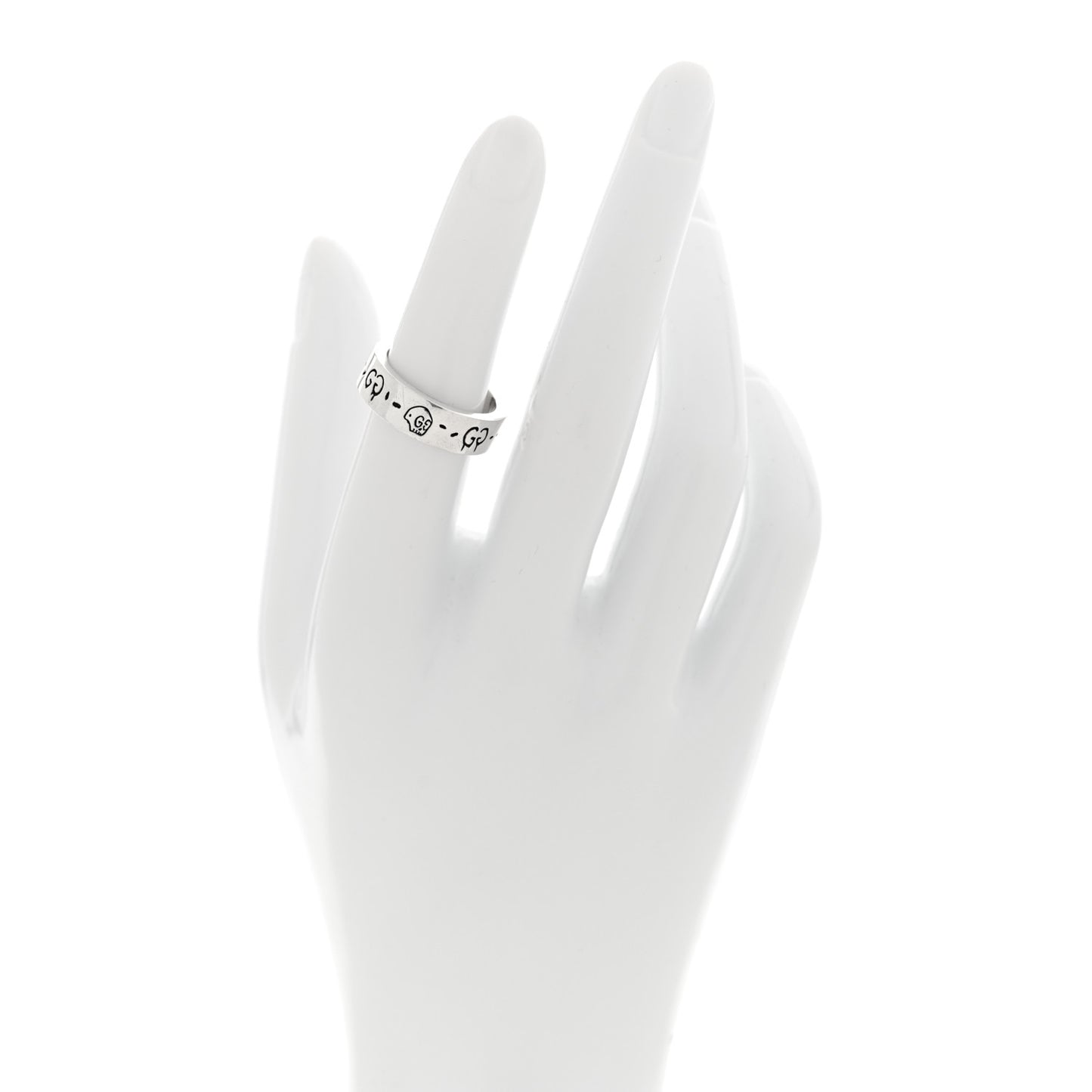 Sterling Silver Narrow GucciGhost Hamlet Skull Ring 51 5.75