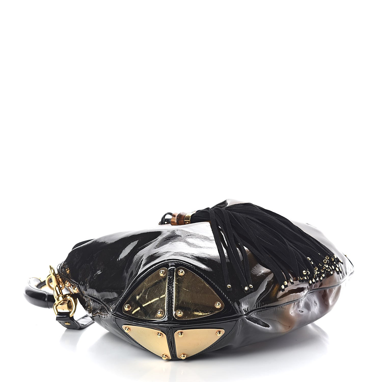 Gucci Patent Large Indy Top Handle Hobo Bronze Black 4 of 9