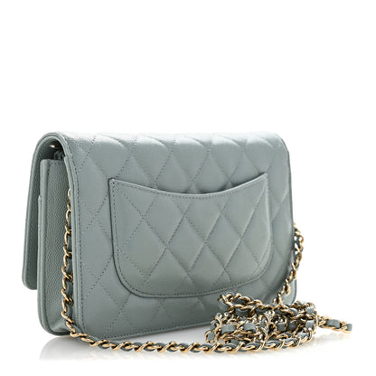 Chanel Caviar Quilted Wallet on Chain WOC Light Blue 3 of 11