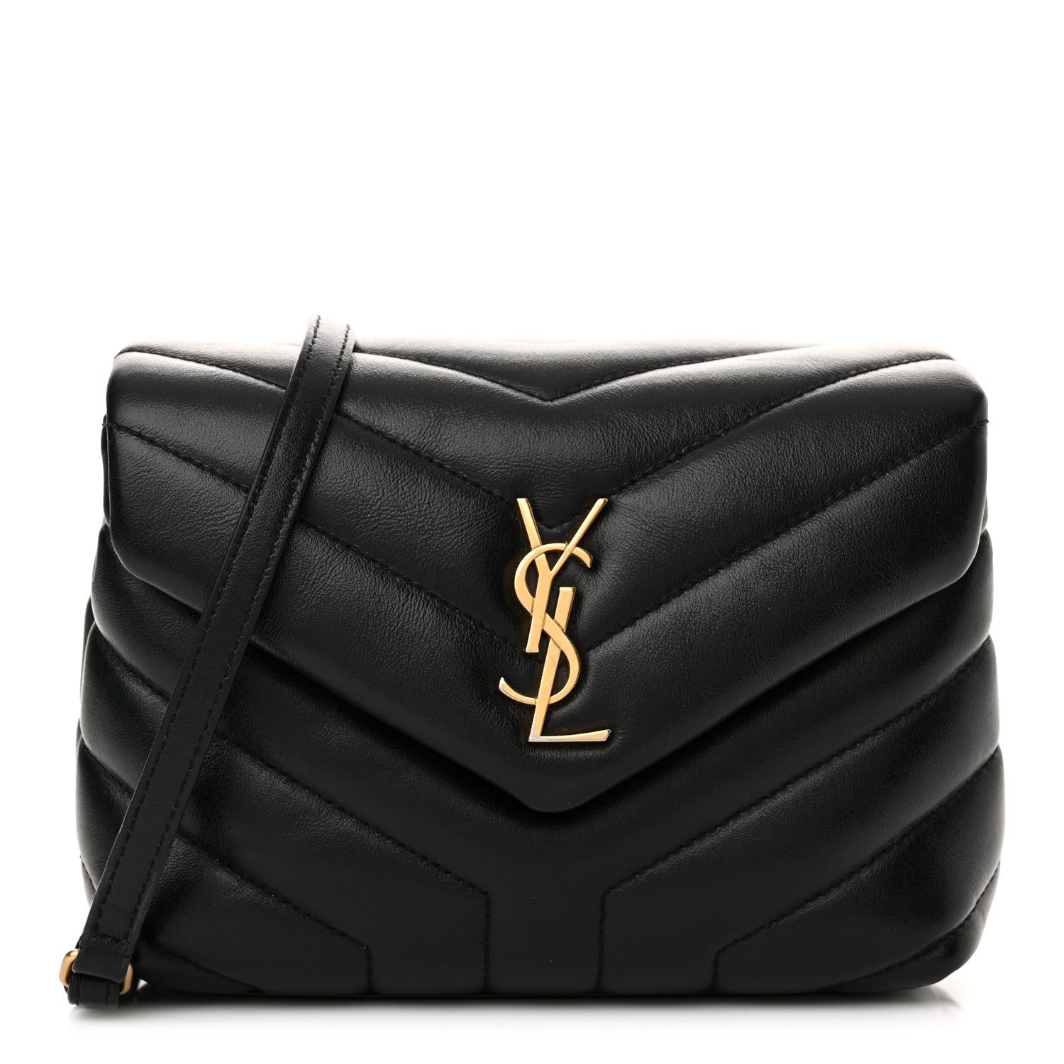 Saint Laurent Calfskin Y Quilted Monogram Toy Loulou Crossbody Bag Black 1 of 16