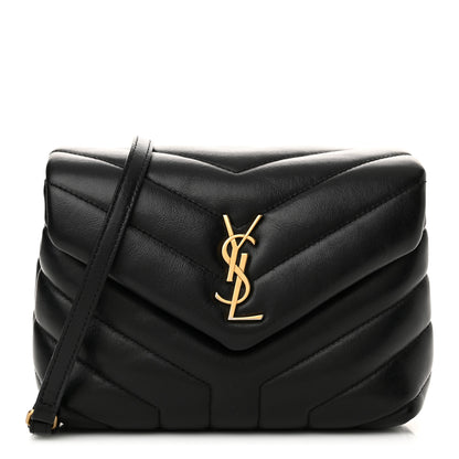 Saint Laurent Calfskin Y Quilted Monogram Toy Loulou Crossbody Bag Black 1 of 16
