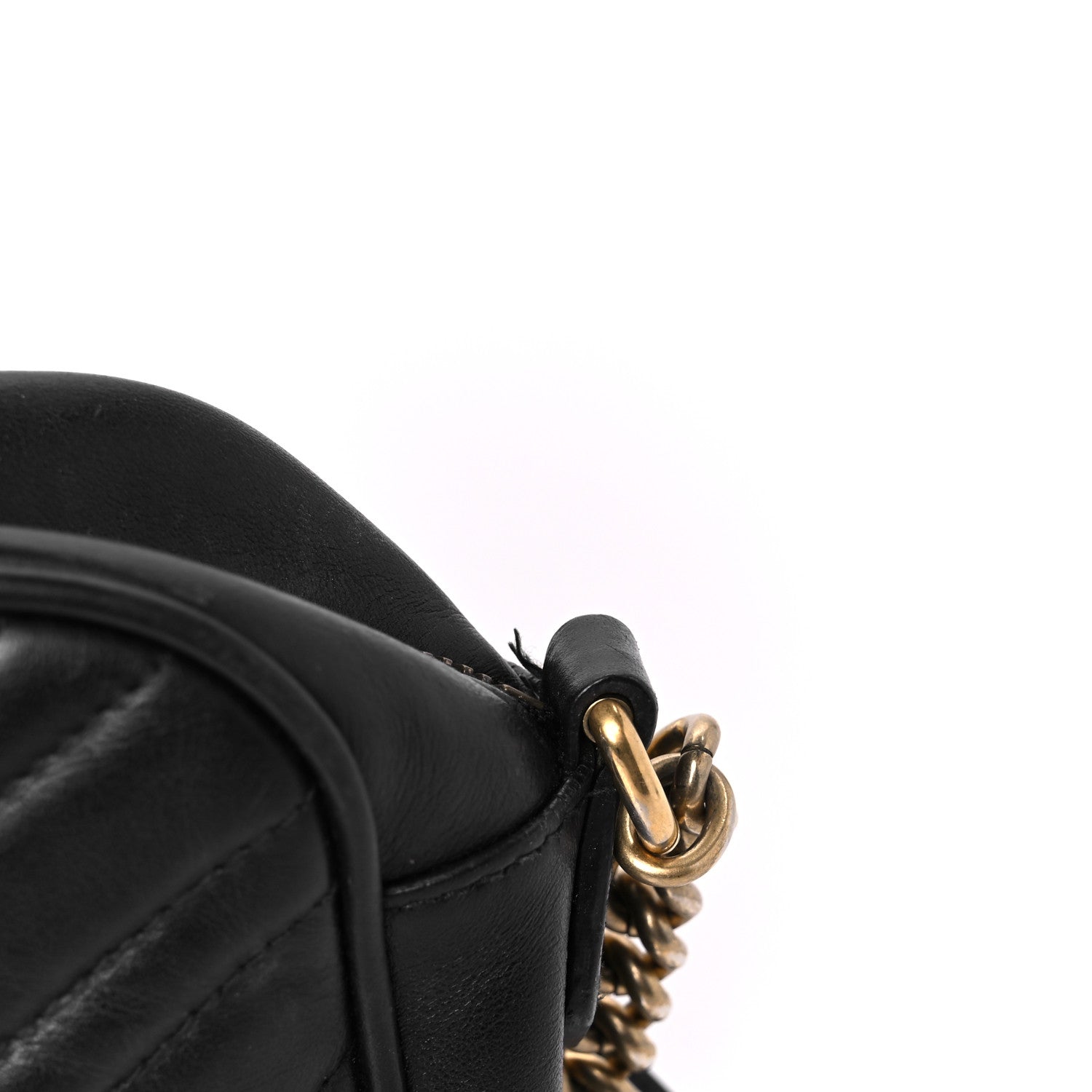 Gucci Calfskin Matelasse Small GG Marmont Chain Shoulder Bag Black 12 of 13