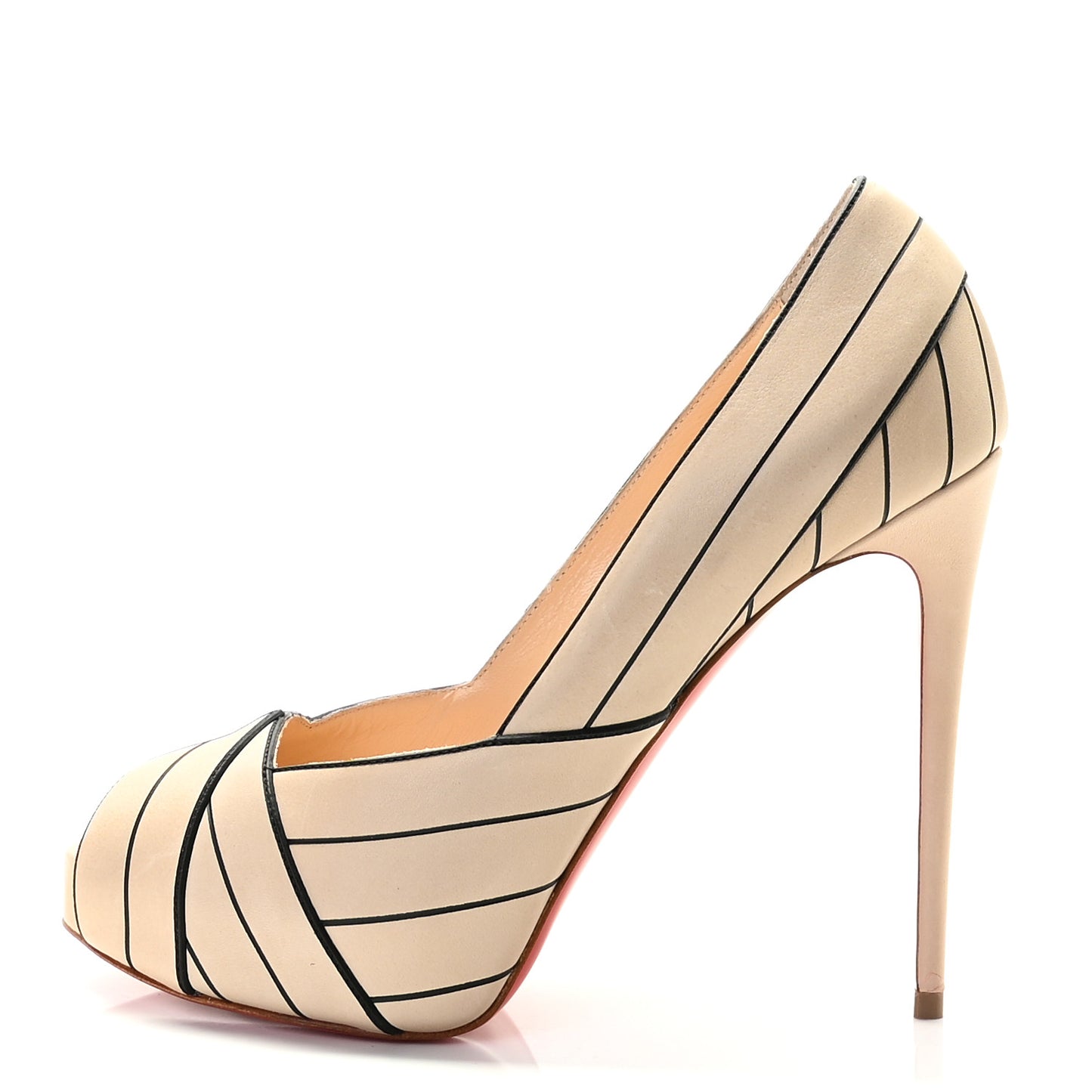Calfskin Undessin Alta 120 Pumps 36 Nude Black