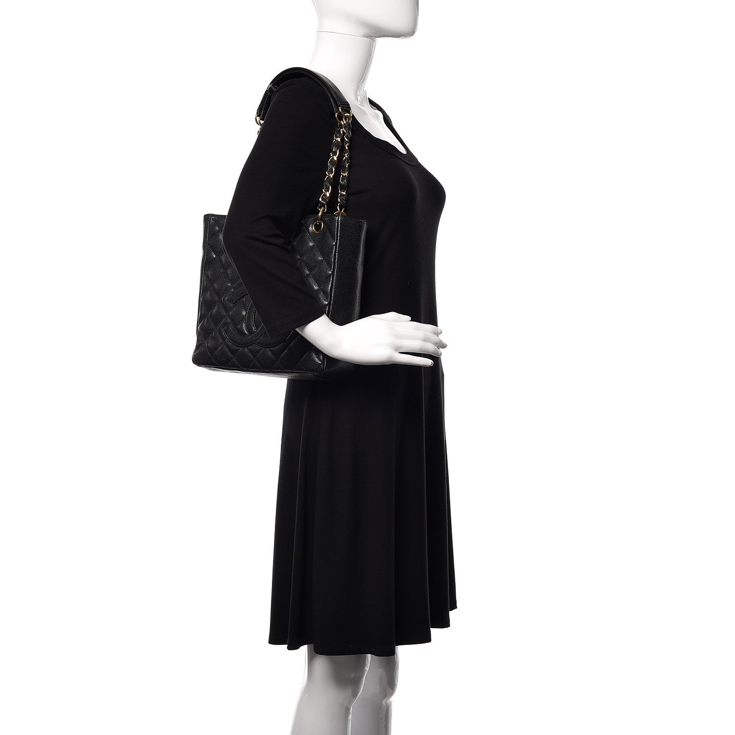 Chanel Caviar Quilted Petit Shopping Tote PST Black 2 of 12