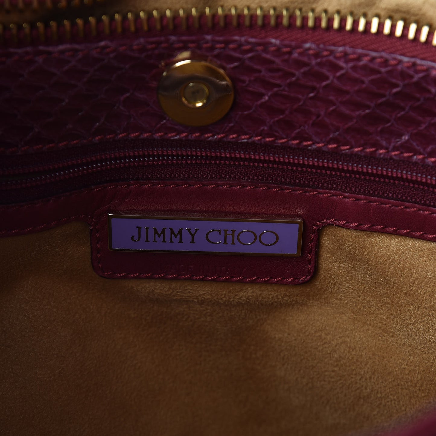 JIMMY CHOO Suede Watersnake Trim Alex Hobo Bag Red