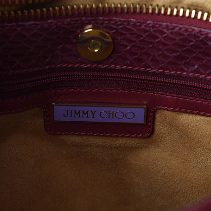 Chanel JIMMY CHOO Suede Watersnake Trim Alex Hobo Bag Red 6 of 9