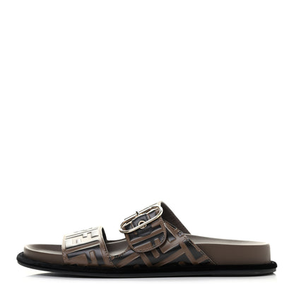 Fendi Calfskin FF Embossed Slide Sandals 39 Maya Black 1 of 4