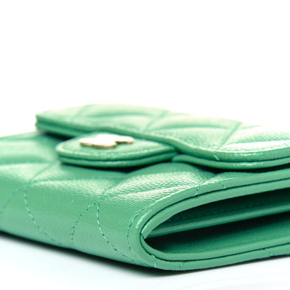 Chanel Caviar Quilted Flap Card Holder On Chain Light Green 10 of 12