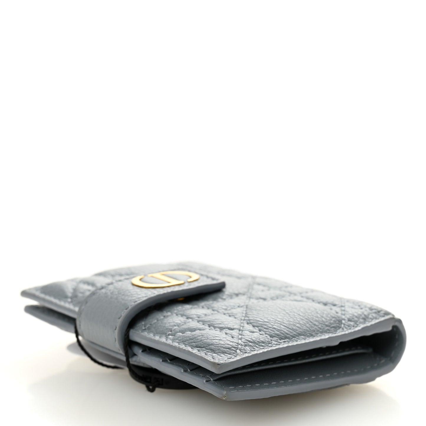 Supple Calfskin Cannage Caro Dandelion Card Holder Cloud Blue