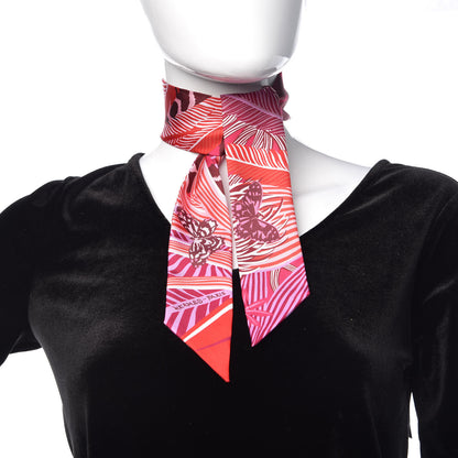 Hermes Silk Jaguar Quetzal Twilly Fuchsia Rose Bordeaux 2 of 5