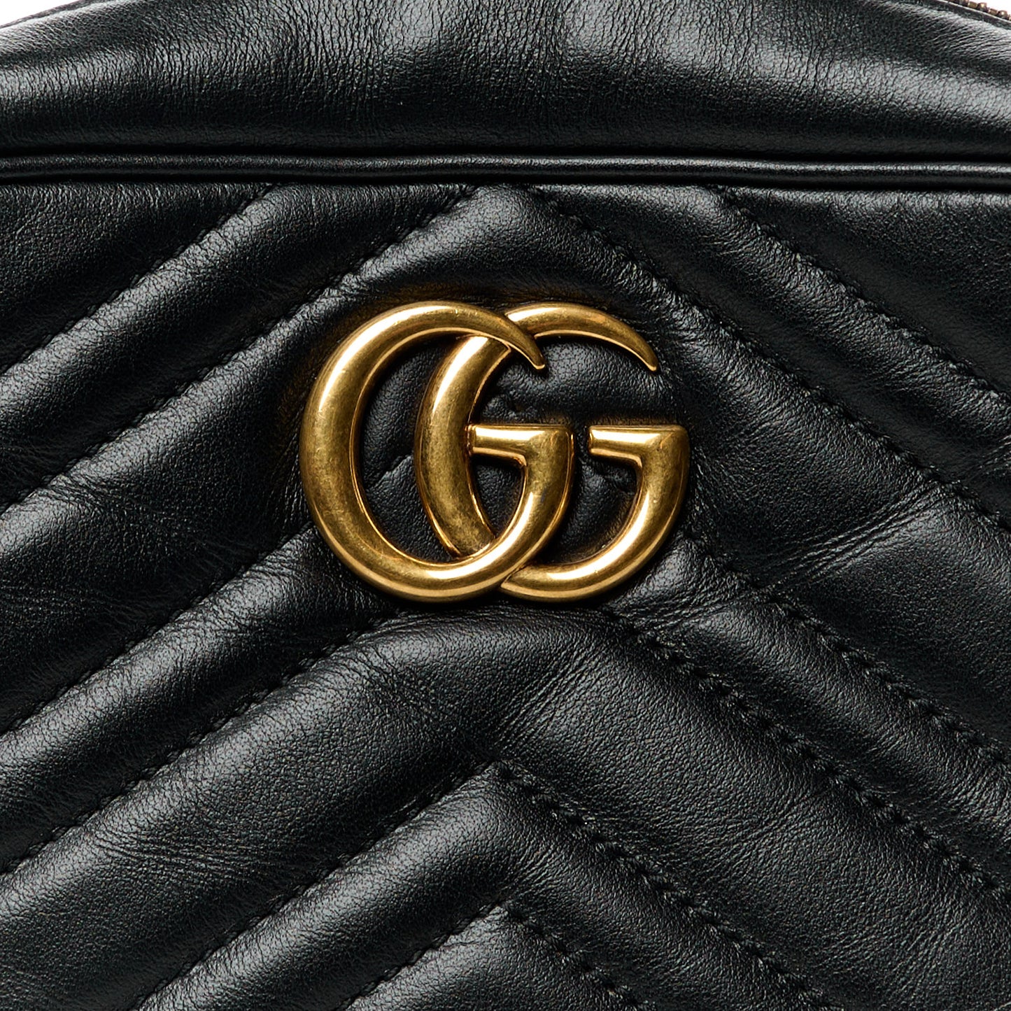 Calfskin Matelasse Mini GG Marmont Chain Shoulder Bag Black