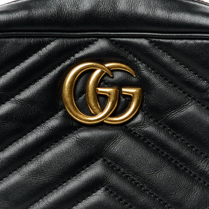 Gucci Calfskin Matelasse Mini GG Marmont Chain Shoulder Bag Black 9 of 16