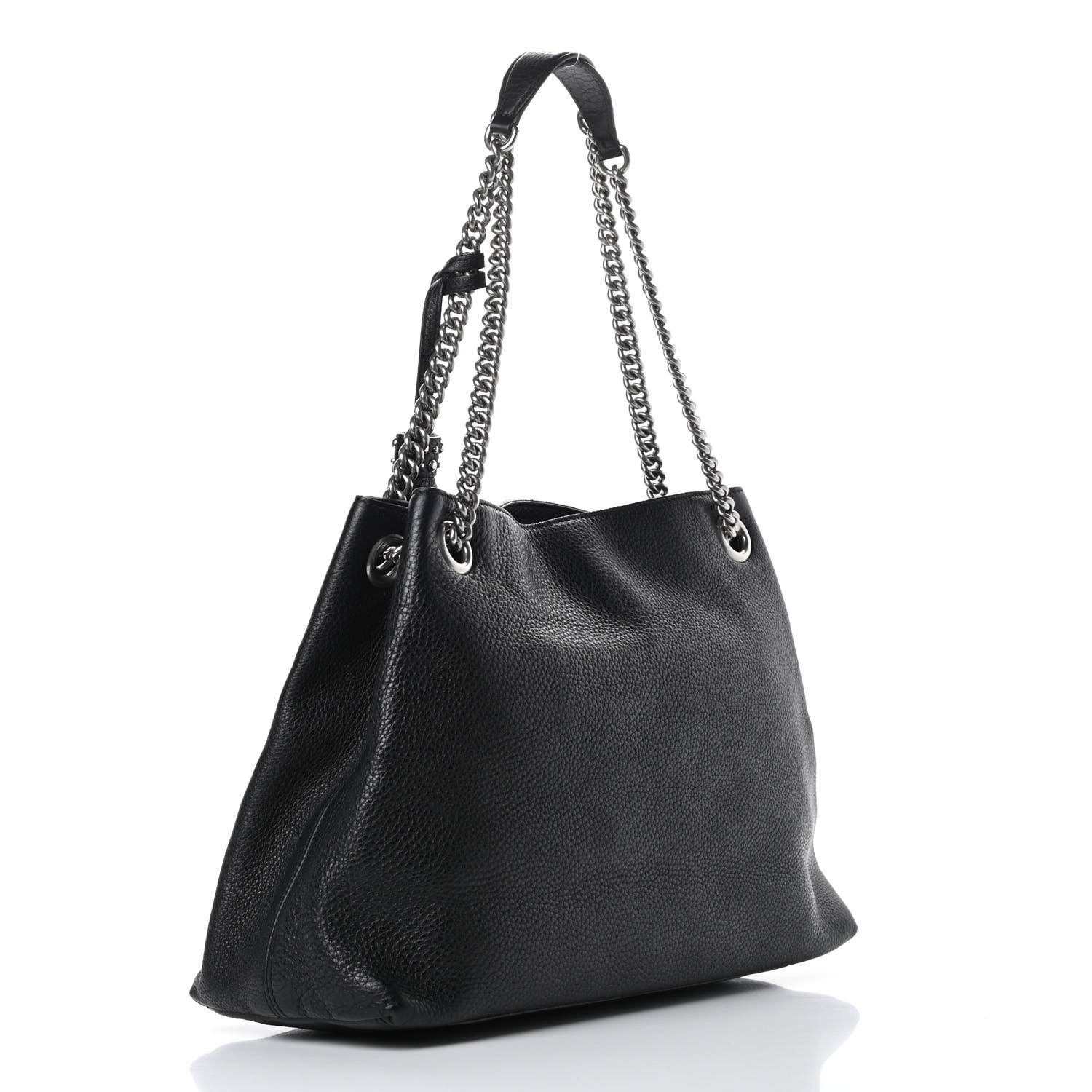 Gucci Pebbled Calfskin Studded Medium Soho Chain Shoulder Bag Black 3 of 14