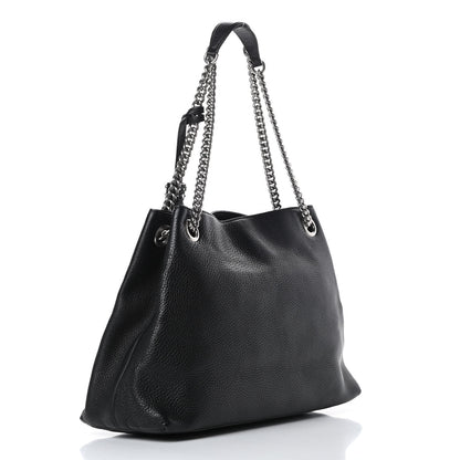 Gucci Pebbled Calfskin Studded Medium Soho Chain Shoulder Bag Black 3 of 14