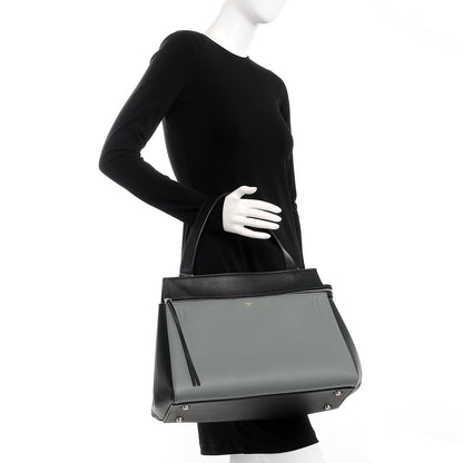 Celine Calfskin Large Bi-Color Edge Shoulder Bag Almond 2 of 8