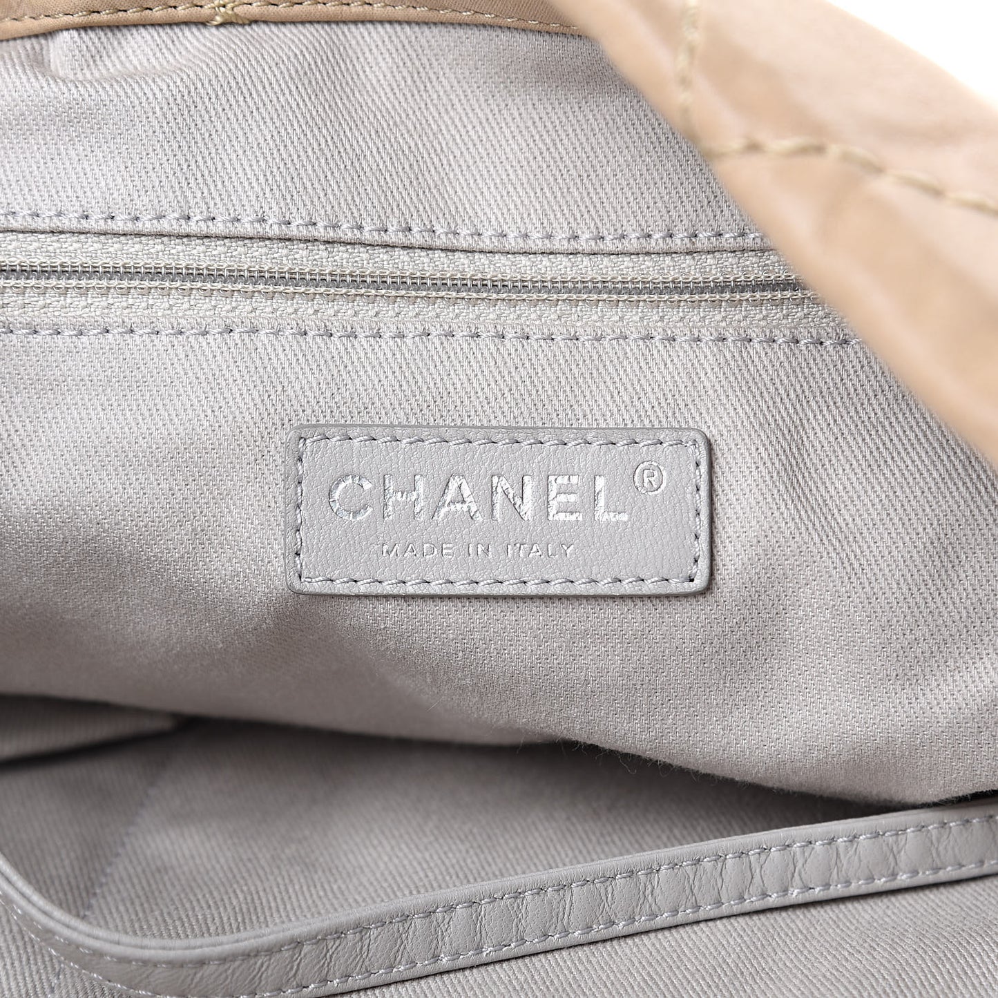 Iridescent Calfskin Small Sea Hit Tote Beige