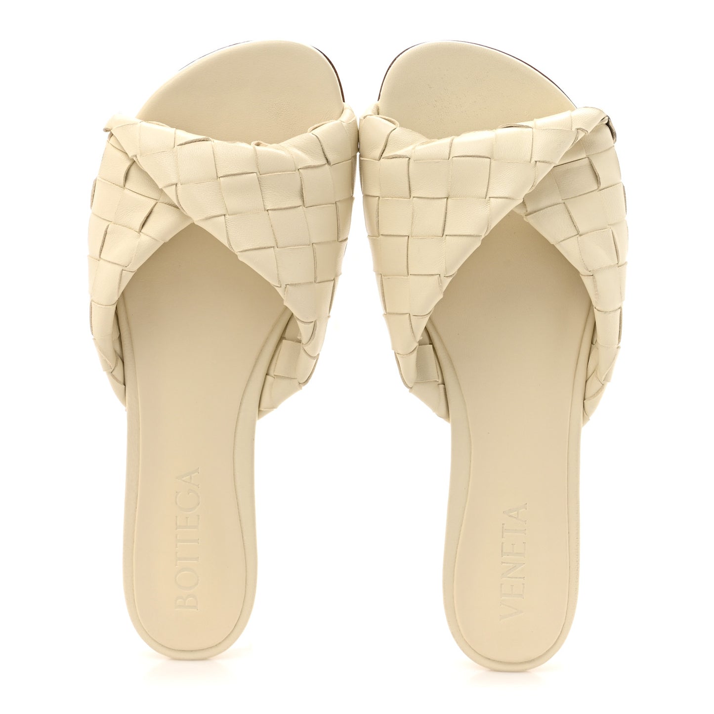 Nappa Twisted Intrecciato Blink Flat Mule Sandals 40 Sea Salt
