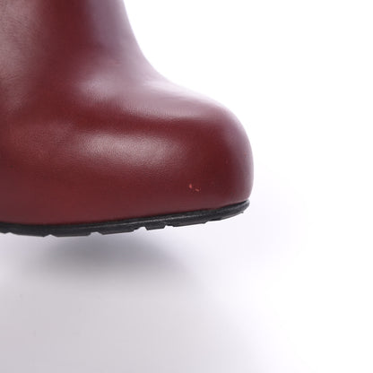 Valentino Garavani Calfskin Rockstud Tall Boots 37 Dark Red 7 of 8