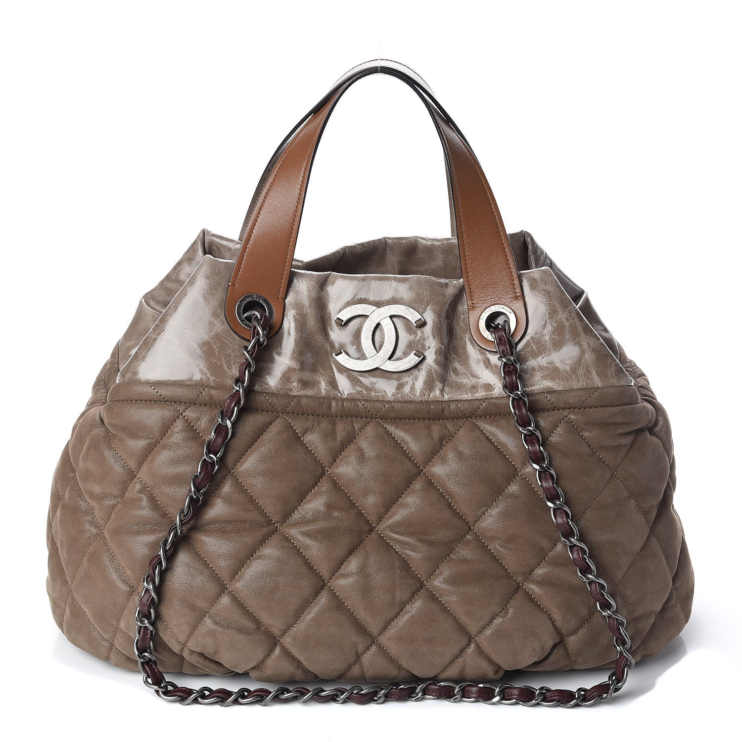 Chanel Iridescent Calfskin Quilted Large In The Mix Tote Khaki 1 of 10