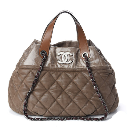 Chanel Iridescent Calfskin Quilted Large In The Mix Tote Khaki 1 of 10