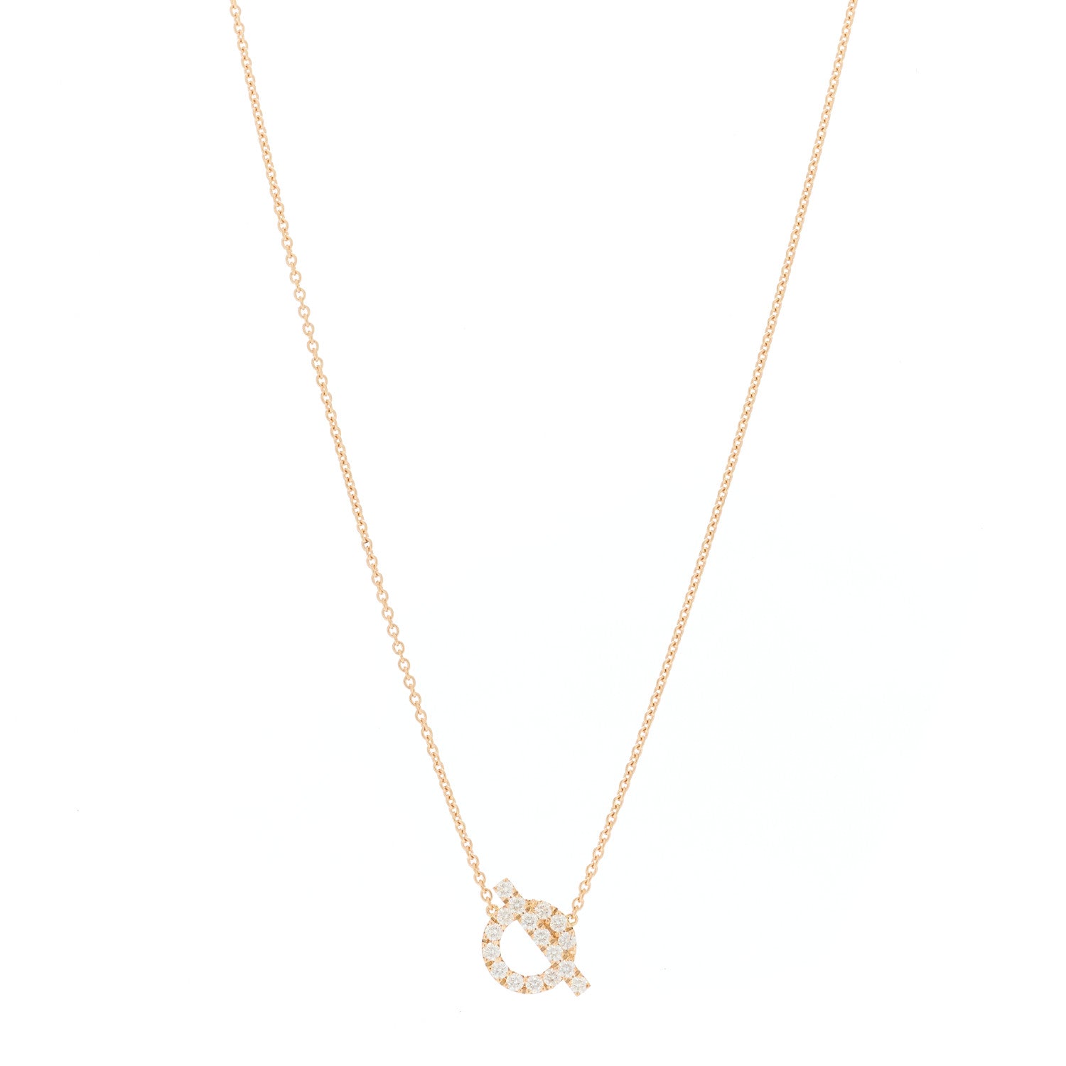 Hermes 18K Rose Gold Diamond Finesse Pendant Necklace 1 of 6