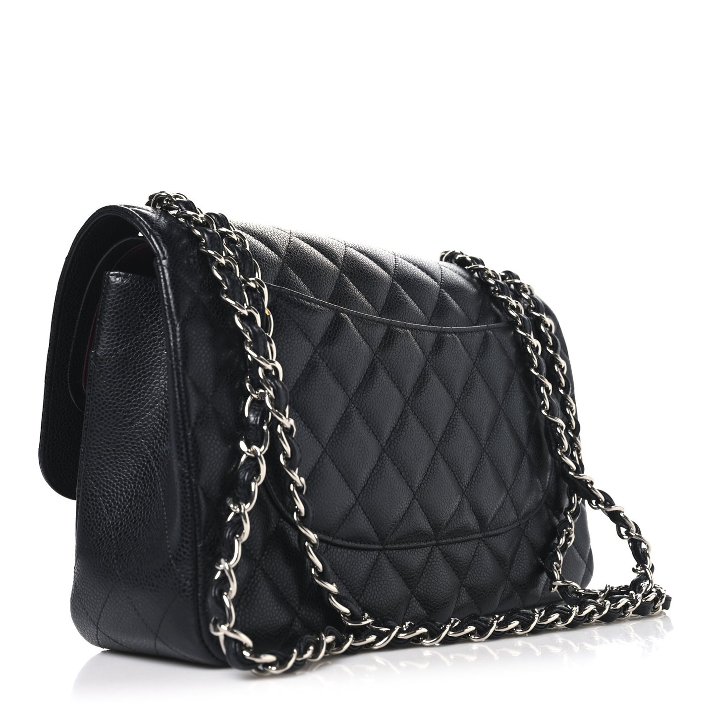 Caviar Quilted Jumbo Double Flap Black
