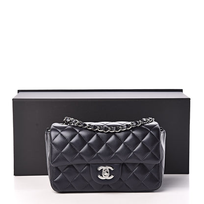 Chanel Metallic Lambskin Quilted Mini Rectangular Flap Navy 11 of 11