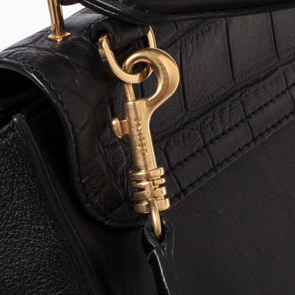 Celine Crocodile Embossed Trapeze Black 8 of 10