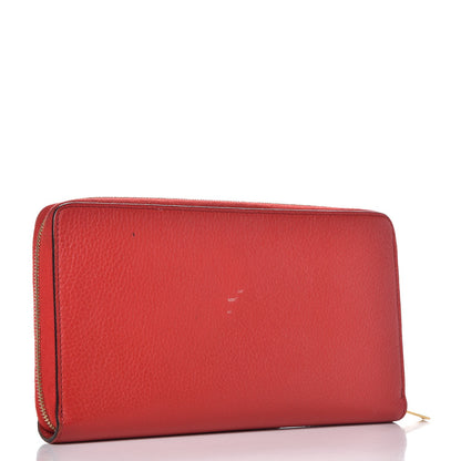 Celine Drummed Calfskin Large Zip Around Multifunction Wallet Coquelicot 4 of 26
