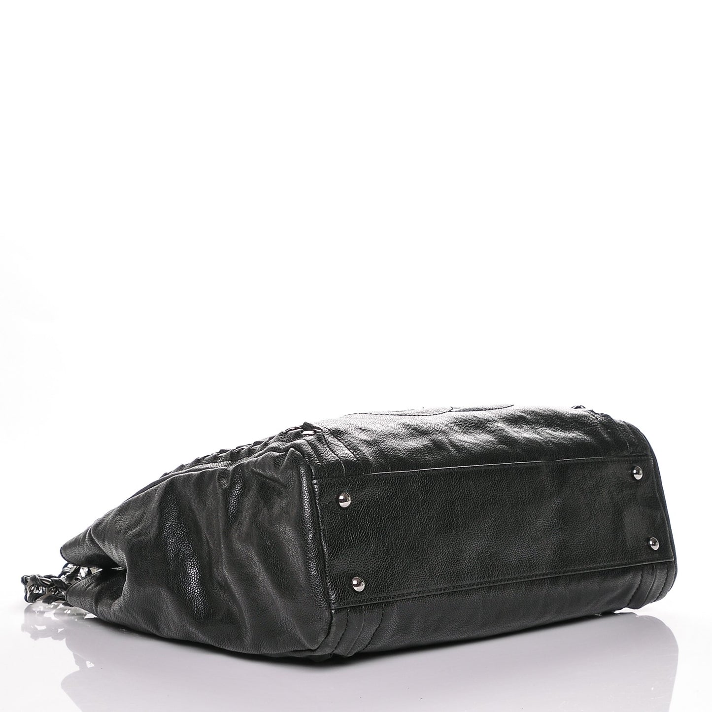 Glazed Caviar Modern Chain Tote Black