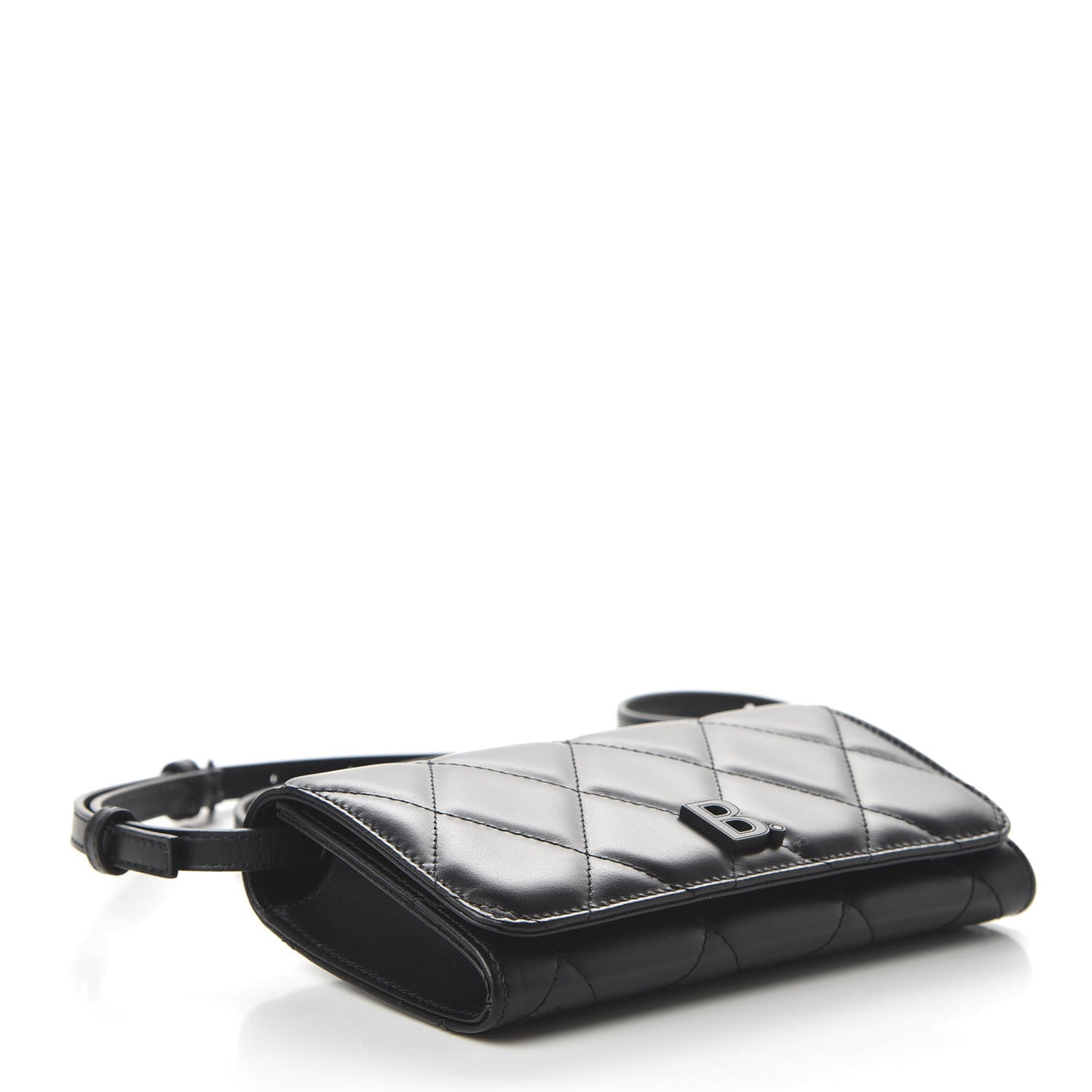 Balenciaga Nappa Calfskin Quilted Touch B Phone Holder With Strap Black 4 of 9