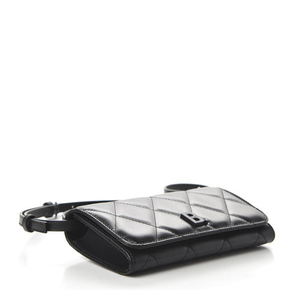 Balenciaga Nappa Calfskin Quilted Touch B Phone Holder With Strap Black 4 of 9