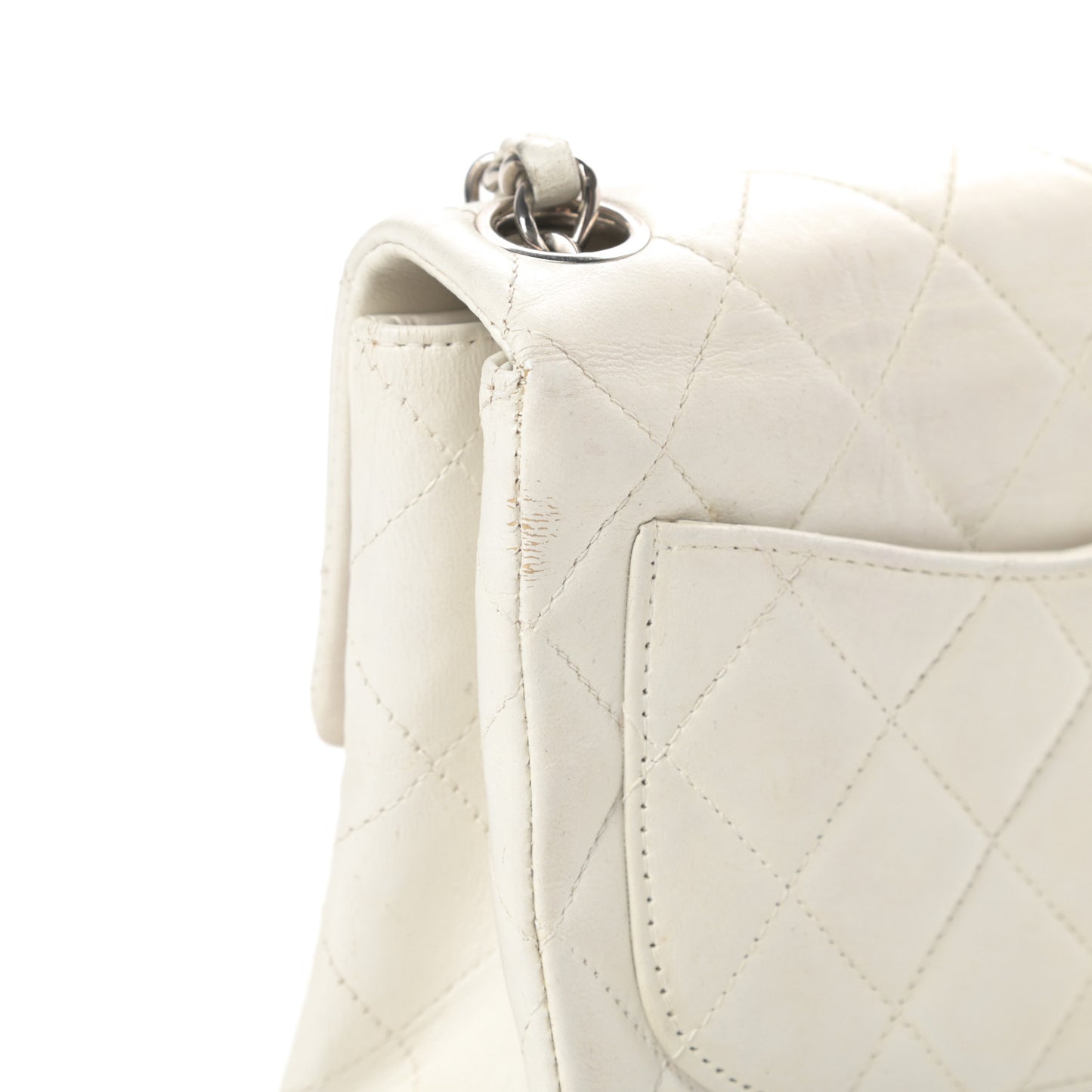 Lambskin Quilted Mini Square Flap White