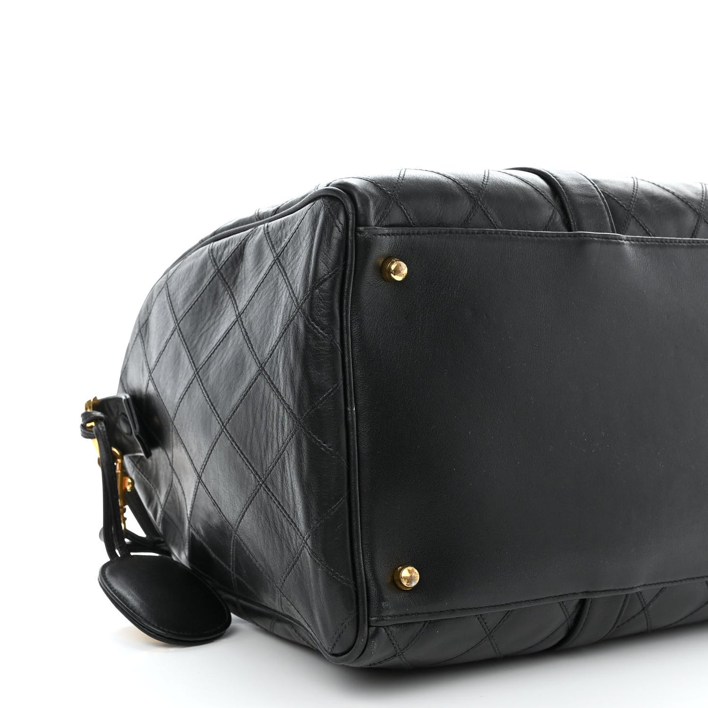 Calfskin Diamond Stitched Duffle Bag Black
