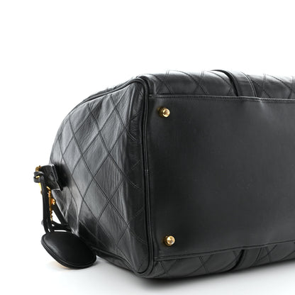 Chanel Calfskin Diamond Stitched Duffle Bag Black 10 of 11