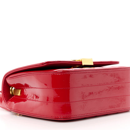 Saint Laurent Patent Matelasse Monogram Small Vicky Chain Bag Red 10 of 11