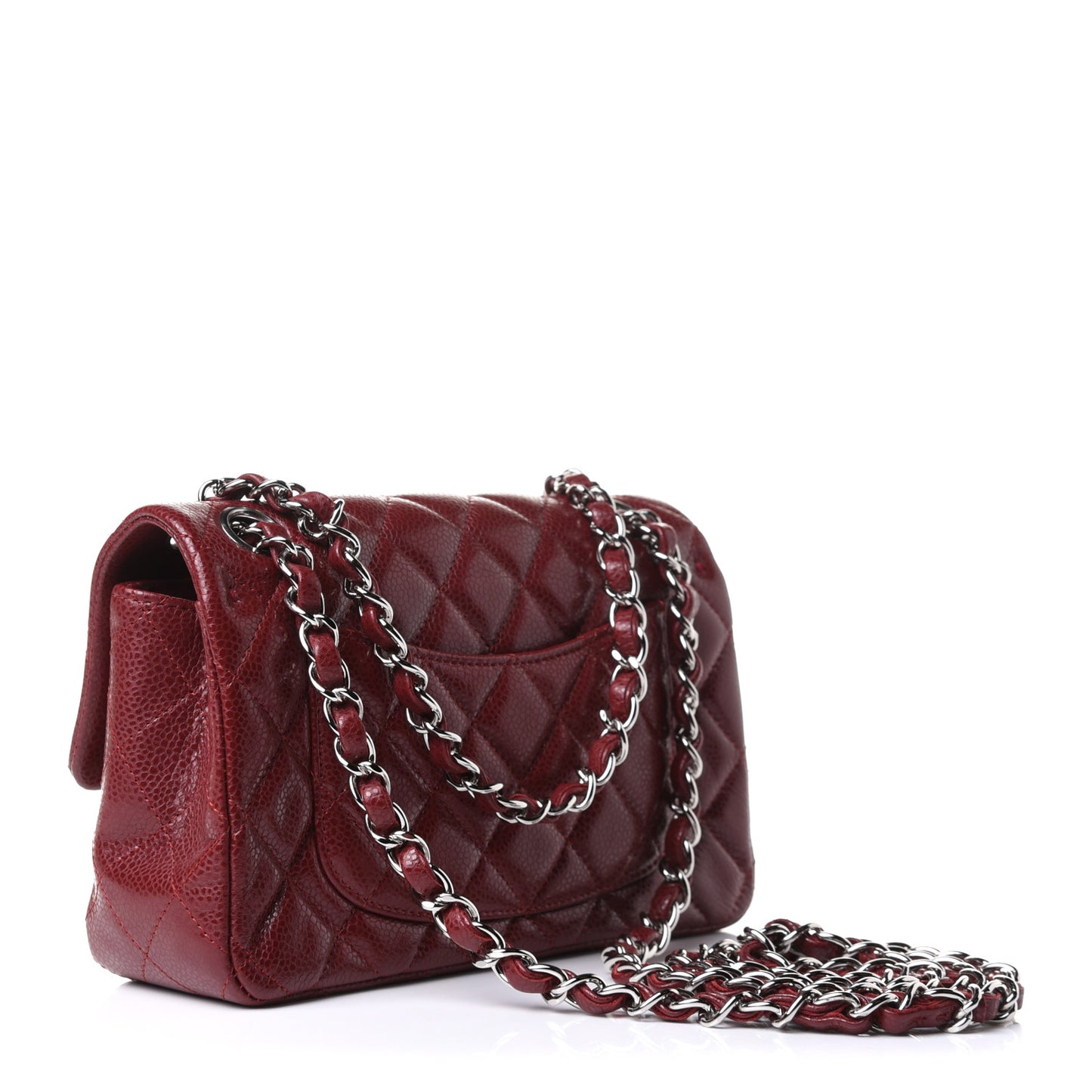 Caviar Quilted Mini Rectangular Flap Dark Red