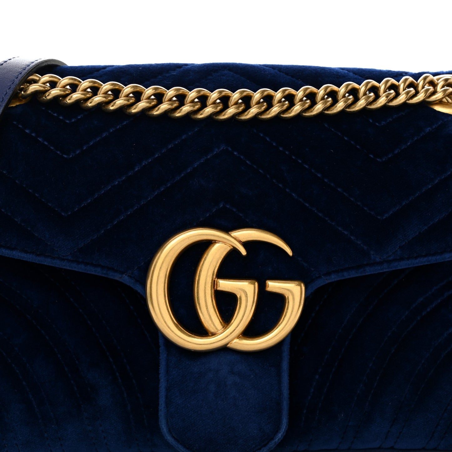 Velvet Matelasse Medium GG Marmont Shoulder Bag Cobalt Blue