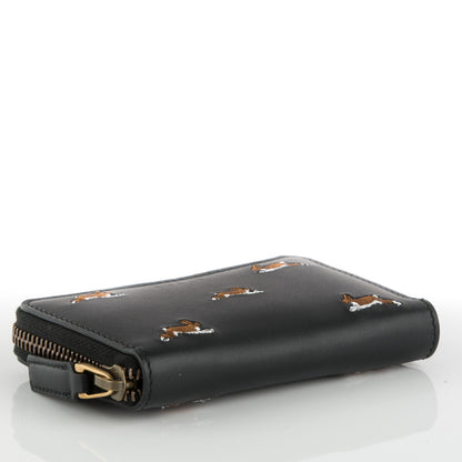 Gucci Calfskin Rabbit Embroidered Zip Around Card Case Black 4 of 6