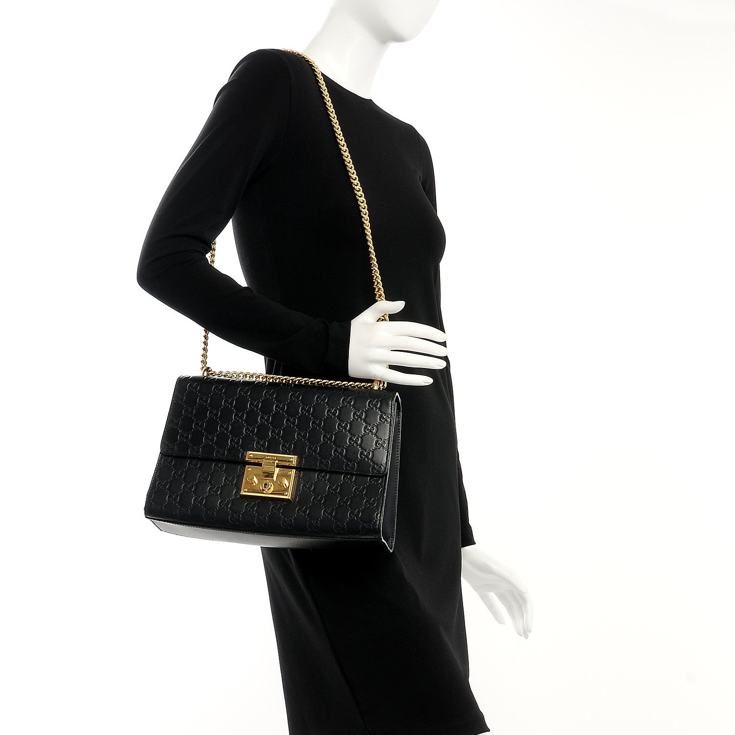 Gucci Guccissima Medium Padlock Shoulder Bag Black 2 of 20