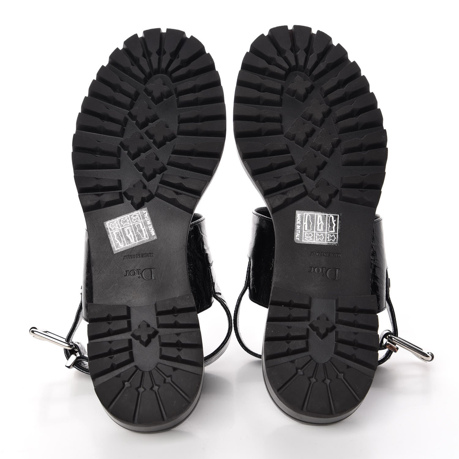 Christian Dior Crinkled Patent Crystals Sandals 37.5 Black 5 of 8