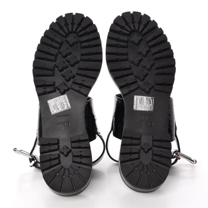 Christian Dior Crinkled Patent Crystals Sandals 37.5 Black 5 of 8