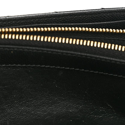 Saint Laurent Grain De Poudre Matelasse Chevron Monogram Flap Wallet Black 10 of 13