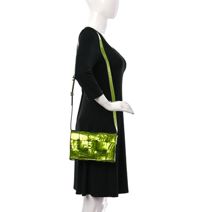 Bottega Veneta Metallic Crushed Calfskin Maxi Intrecciato Cassette Crossbody Bag Chlorophyll 2 of 8