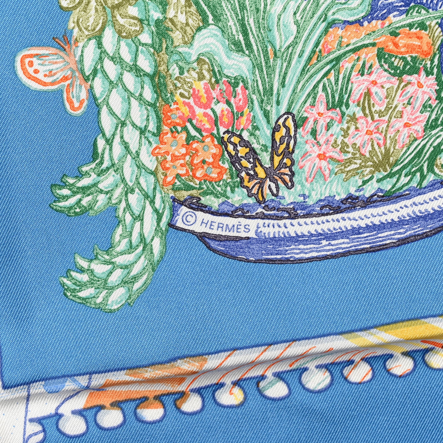 Hermes Silk Chevaloscope Scarf 90 Bleu Orange Multicolor 3 of 5